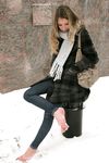 Feet - Arina - 2011-03-27 Slender girl walks barefoot in snow