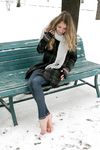 Feet - Arina - 2011-03-27 Slender girl walks barefoot in snow
