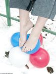 Feet - Asya + Alena - 2003-12-01 Bare feet on snow and small air-balloons