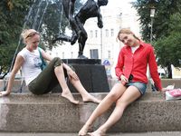 Feet - Asya + Marina - 2007-02-01 Barefoot trips to Russian towns. Yaroslavl