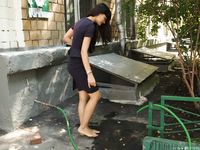 Feet - Dina B - 2014-10-24 Brunette in a business dress