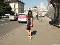 Feet - Dina B - 2014-10-24 Brunette in a business dress