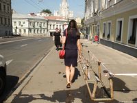 Feet - Dina B - 2014-10-24 Brunette in a business dress