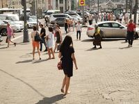 Feet - Dina B - 2014-10-24 Brunette in a business dress