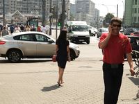 Feet - Dina B - 2014-10-24 Brunette in a business dress