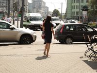 Feet - Dina B - 2014-10-24 Brunette in a business dress