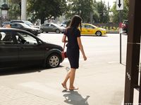 Feet - Dina B - 2014-10-24 Brunette in a business dress