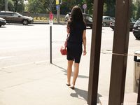 Feet - Dina B - 2014-10-24 Brunette in a business dress