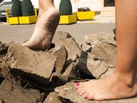 Feet - Dina B - 2014-10-24 Brunette in a business dress