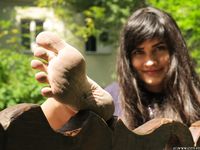 Feet - Dina B - 2014-10-24 Brunette in a business dress