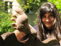 Feet - Dina B - 2014-10-24 Brunette in a business dress