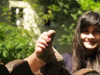 Feet - Dina B - 2014-10-24 Brunette in a business dress