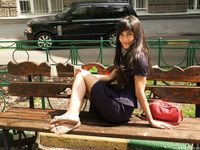 Feet - Dina B - 2014-10-24 Brunette in a business dress