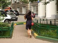 Feet - Dina B - 2014-10-24 Brunette in a business dress