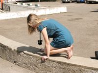 Feet - Ekaterina - 2012-05-21 Blonde in blue dress