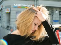 Feet - Ekaterina - 2016-08-08 Blonde in a black dress