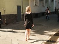 Feet - Ekaterina - 2016-08-08 Blonde in a black dress