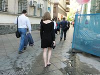 Feet - Ekaterina - 2016-08-08 Blonde in a black dress