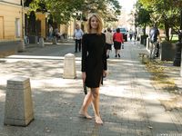 Feet - Ekaterina - 2016-08-08 Blonde in a black dress