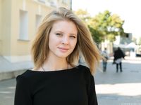 Feet - Ekaterina - 2016-08-08 Blonde in a black dress