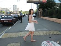 Feet - Ekaterina D - 2016-04-06 Barefoot beauty in a white dress