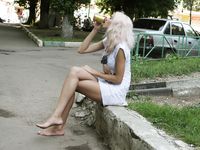 Feet - Eva - 2013-05-12 Slender blonde in white dress