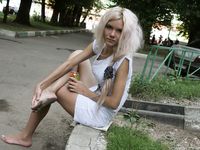 Feet - Eva - 2013-05-12 Slender blonde in white dress