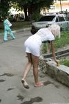 Feet - Eva - 2013-05-12 Slender blonde in white dress
