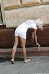 Feet - Eva - 2013-05-12 Slender blonde in white dress