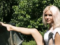 Feet - Eva - 2013-05-12 Slender blonde in white dress