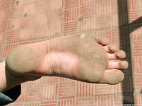 Feet - Galya - 2012-07-15 Barefoot in blue jeans