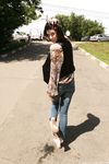 Feet - Galya - 2012-07-15 Barefoot in blue jeans