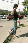 Feet - Galya - 2012-07-15 Barefoot in blue jeans