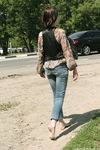 Feet - Galya - 2012-07-15 Barefoot in blue jeans