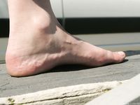 Feet - Galya - 2012-07-15 Barefoot in blue jeans