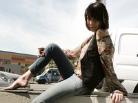 Feet - Galya - 2012-07-15 Barefoot in blue jeans