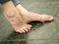 Feet - Galya - 2012-07-15 Barefoot in blue jeans