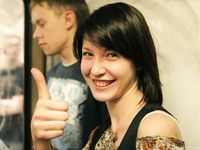 Feet - Galya - 2012-07-15 Barefoot in blue jeans