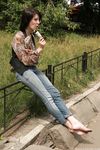 Feet - Galya - 2012-07-15 Barefoot in blue jeans