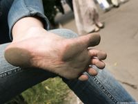 Feet - Galya - 2012-07-15 Barefoot in blue jeans