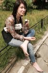Feet - Galya - 2012-07-15 Barefoot in blue jeans