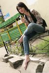 Feet - Galya - 2012-07-15 Barefoot in blue jeans