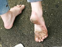 Feet - Galya - 2012-07-15 Barefoot in blue jeans