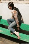 Feet - Galya - 2012-07-15 Barefoot in blue jeans