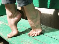 Feet - Galya - 2012-07-15 Barefoot in blue jeans