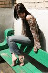 Feet - Galya - 2012-07-15 Barefoot in blue jeans