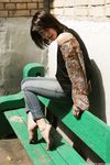 Feet - Galya - 2012-07-15 Barefoot in blue jeans
