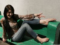 Feet - Galya - 2012-07-15 Barefoot in blue jeans
