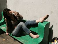 Feet - Galya - 2012-07-15 Barefoot in blue jeans