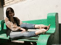 Feet - Galya - 2012-07-15 Barefoot in blue jeans